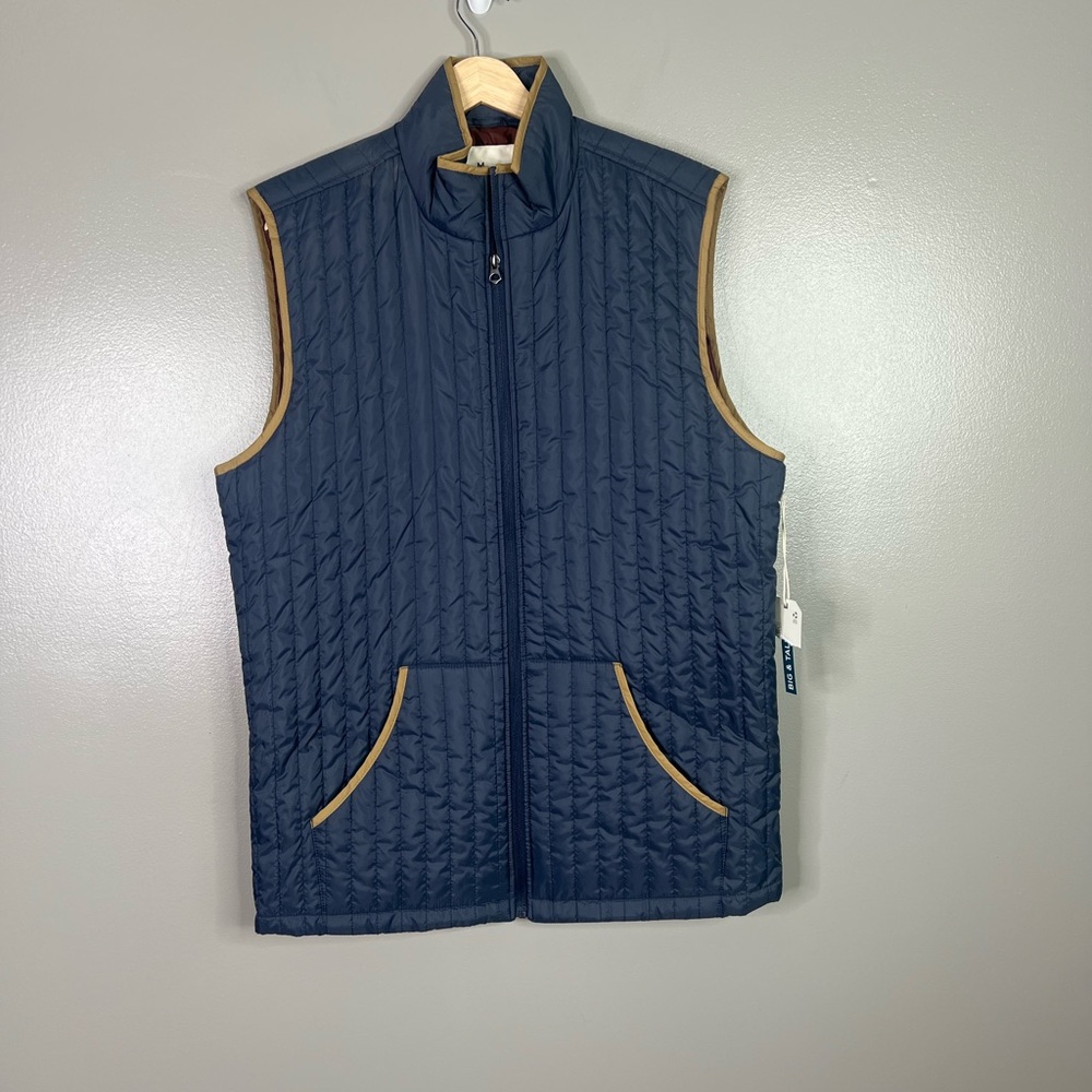 Men's Quilted Navy Blue Vest Mutual weave‎ size large tall gorpcore cabincore